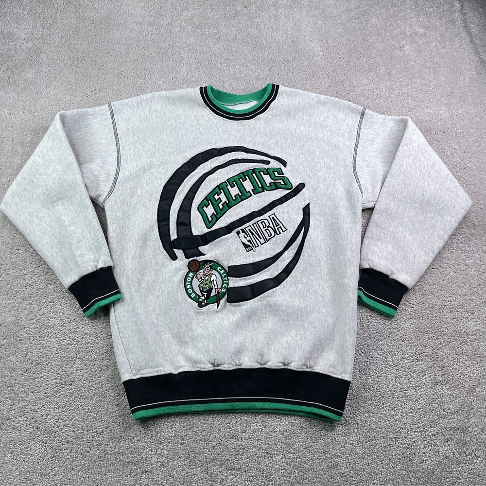 Vintage Boston Celtics Sweatshirt Mens Large Grey Embroidered Logo Crewneck USA